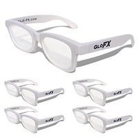 GloFX Standard Diffraction Glasses - White (5 Pack) - Rave Glasses - 3D Prism Firework Grating