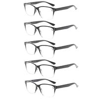 Reading Glasses 5-Pack Quality Readers Spring Hinge Prime Black Designer Trendy for Men and Women (1.75, 5 Pack Clear)