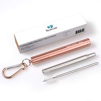 Bystream Collapsible Stainless Steel Straw, Telescopic Reusable Drinking Straw with Cleaning Brush, Slim Portable Case, and Keychain for Tumblers, Cups, Glasses and Jars