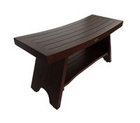 Decoteak Serenity Eastern Style 35" Teak Serenity Teak Shower Bench with Shelf for Bathroom, Bath