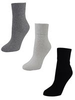 Womens 3-Pack Black White Gray Diabetic Ankle Socks