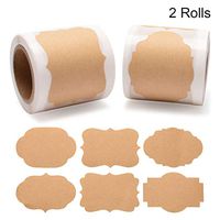 Cualfec Christmas Gift Tag Stickers Glass Bottle Labels Natural Kraft Label Stickers for Christmas Gifts, Mason Jars, Glass Bottles, Candle Containers - 2 x 3" Lots Room for DIY - 2 Rolls