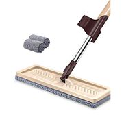 Household Microfiber Flat Mop, Multifunctional Cleaning Tool Can Be Rotated 360 Degrees, Including Two Replacement Cloths and Stainless Steel Handles (Color : Brown)