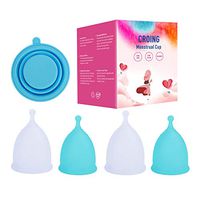 CROING Reusable Menstrual Cups Set of 4, Period Cup, 2 pcs Small and 2 pcs Large (Blue and White)