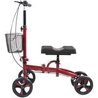 ZBYL Folding Knee Scooter Walker for Leg Foot Ankles Knee Joint Achilles Tendon Surgery, Steerable Height Adjustable Rear Wheel Brake System Metal Storage Basket