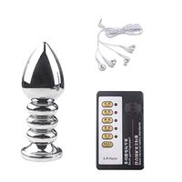 a-YUEYUE Electric Shock Beads Plug, Stainless Steel Beginner and Trainer Plugs with Wire Host, Waterproof for Men Women, 5 Types Optional