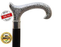 Deals on Columbus Day 37 Walking Stick in Natural Wood with Brass Handle-Elegant Walking Cane Detachable Brass Head Wooden Men and Women-Canes/Wooden Walking Sticks Handle in Silver Color Finish cane