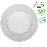 Party Joy 'I Can't Believe its Plastic' 6" Diamond Clear Plastic Plates| Diamond Collection | Pack of 100 Dessert plates| Heavy Duty Premium Plastic Plates for Wedding, Parties, Camping & More (Clear)