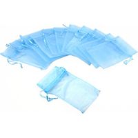 12 Jewelry Light Blue Organza Drawstring Gift Bags 3x4"