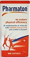 Pharmaton 100 Capsules Multivitamin And Mineral Supplement With Ginseng For The Restoration Of Physical Efficiency