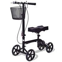 New Foldable Knee Walker Scooter Turning Brake Basket Stable Durable Height Adjustable Comfortable Outdoor Handlebar Space Saving