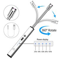 Aolfay Candle Lighter Camping USB Lighter, Square Charging Arc Electric Lighter with LED Battery Display Safety Switch and Flameless Windproof Multiple Safety Long Lighter with 360° Flexible Neck