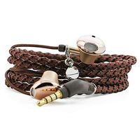 URIZONS Earbuds, Earphones, Headphones, Headsets with Microphone Remote for iPhone, iPad, Mac, Laptop Android Devices Fabric Braided Wistband Bracelet (Brown)