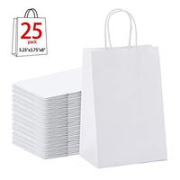 GSSUSA Halulu Kraft White Paper Bags - Gift Bags with Handles - 25pc 5"x3.75"x8" Shopping Bags