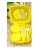 Sheery E 2 PCS Mini Travel Contact Lens Case Kit Holder Mirror Box (Yellow)