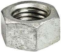 Steel Hex Nut, Hot-Dipped Galvanized Finish, Grade 2, ASME B18.2.2, 3/8"-16 Thread Size, 9/16" Width Across Flats, 21/64" Thick (Pack of 100)