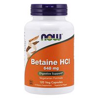 NOW Supplements, Betaine HCl 648 mg, Vegetarian Formula, Digestive Support*, 120 Veg Capsules