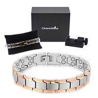 Ultra Strength Titanium Magnetic Bracelet Therapy Double Magnets for Men Women Balance Arthritis Relief Pain Carpal Tunnel+ Hematite Pendant Necklace