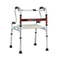 Auxiliary Walker Aluminum Armrest Folding Elderly Disabled Walking Stick Four Feet Rehabilitation 2 Color 53cm 45cm 74cm FANJIANI (Color : Red)