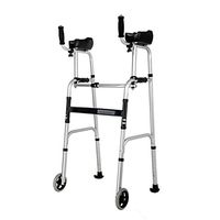 Standard Walkers Foldable Walker Adjustable Walking Assist Equipped Wheels equipped with arm rest pad for the elderly and people with limited mobility bearing 100KG silver (Color : Normal)