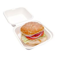 Bagasse Take Out Container, Bagasse To Go Box, Clamshell - Durable All Natural - Hamburger, Sandwich - 15 oz - 6" - White - 100ct Box - Restaurantware