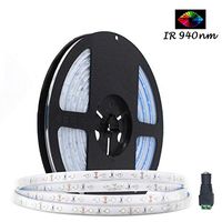5M/16.4ft SMD3528 300LEDs Near Infrared 940nm NIR Single Chip DC12V 24W Flexible IR LED Strips Light IP67 Waterproof 8mm Wide 60LEDs/M 4.8W/M Light Strip