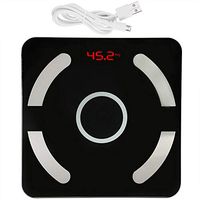 NITRIP Tempered Glass+ABS BT Body Fat Scale USB Digital Bathroom Weight Scale with Smartphone App BMI Scale(黑色)