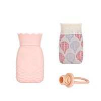 LeeBY Silicone Hot Water Bottle Microwave Heating with Knit Cover Hot Water Bag for Pain Relief, Kid Hot & Cold Therapy- Warm Gift for Birthday, Christmas, Exchange Party