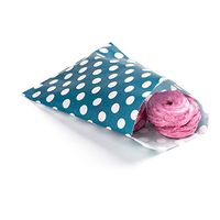 Disposable Paper Bags, Cookie Bags, Deli Bags, Bakery Bags - Navy Blue with White Polka Dots - 7" x 5" - 100ct Box - Restaurantware