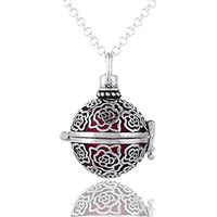 Vintage Rose Hollow Anti-Silver Aromatherapy Essential Oil Diffuser Charms Pendant Perfume Oil Locket Necklace