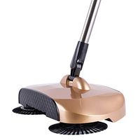 Cyt Hand Push Broom Dustpan Sweeper Household Combined Vacuuming Non-Electric Adjustable Length (color : Gold)