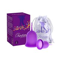Anytime Reusable Menstrual Cups, Silicone Period Cups Set of 2 with Free Bags Feminine Protection Cups Tampon and Pad Alternative for Women with Heavy or Sensitive Flow (Purple)