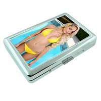 Polish Pin Up Girls Poland S20 Silver Cigarette Case Metal Wallet Id Holder King & 100's 4" X 2.75" RFID Protection