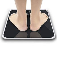 Digital Electronic Body Weight Scale Steel Protective Glass Pure Color 400 Pounds,Elegant Black