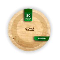 Dtocs Palm Leaf Bowl - 6 Inch Round (Pack 50) | Natural, Eco-Friendly, Compostable Disposable Bowl Dinnerware Set for Serving Fruits, Desserts, Sushi, Snacks at Wedding, Party- Sturdy Like Plastic