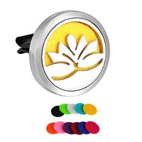 HooAMI Car Air Freshener Aromatherapy Essential Oil Diffuser - Lotus Flower 316L Surgical Stainless Steel Locket with Vent Clip