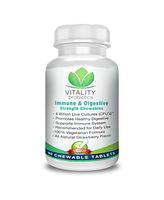 Probiotic Immune & Digestive Strength Chewables 90ct. 4 Billion CFUs**/Serving.Tasty All Natural Strawberry Flavor. 100% Vegetarian & Preservative Free