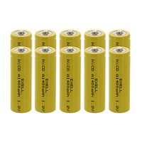10x Exell A Size 1.2V 1400mAh NiCD Button Top Rechargeable Batteries for meters, radios, hybrid automobiles, high power static applications (Telecoms, UPS and Smart grid), radio controlled devices