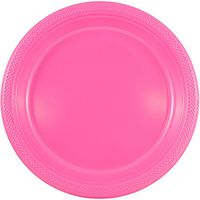 JAM PAPER Round Plastic Party Plates - Small - 7 inch - Fuchsia Pink - 200/Box