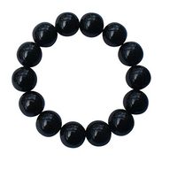 eleeColorful Power Health Tourmaline Black/Green Bigger Beads Stretch Bracelet Wristband (Black)