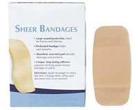 Sheer Bandages. Pack of 100 Adhesive Bandages 2" x 4" for Wound Protection. Sterile Bandages with Non-Adherent pad. Single use. Micro Perforations. Easy to Apply. X-Large.