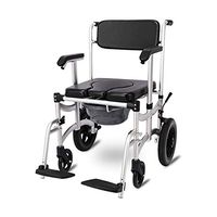 JJZXPJ Mobile Elderly Toilet Chair，Commode Chair Folding Portable Adjustable Height Shower Chair with Wheels Multi-Function Transport Toilet Commode for The Elderly, Pregnant Women