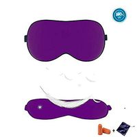 100% Silk Sleep Mask & Blindfold, Soft Eye Mask with Adjustable Head Strap,Eye Masks for Sleeping Night Eyeshade, Comfortable Eye Cover for Travel, Shift Work & Meditation with Earplug (Purple)