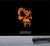 Skull Fangs Vampire Vinyl Decal Sticker (ORANGE)