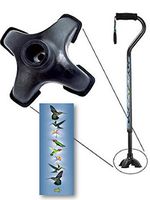 Adjustable Walking Cane Foam Handle Quad Footed Hummingbird Design