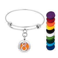 Moonlight Collections Letter E Aromatherapy Essential Oil Monogram Bracelet A-Z Letters Scented Diffuser Bangle [26 Initials]