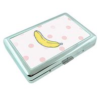 Polka Dot Banana Em1 Hip Silver Cigarette Case Id Holder Metal Wallet 4" X 2.75" RFID Protection