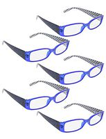 READING GLASSES 5 Pack Polka Dots Patterned Temples Readers (Blue, 4.00)