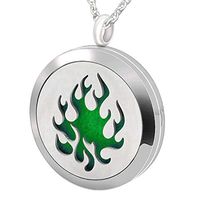 Popeoiuh Essential Oil Diffuser Necklace, Aromatherapy Stainless Steel Flame Chain Pendant Locket Jewelry Christmas Gifts for Girl Boy Men Women Thanksgiving Day