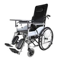 FXNN Transport Wheelchair Manual Wheelchair - with Toilet with Dining Table with Hand Brakes Semi-Lying Design Multi-Purpose Folding Lightweight Elderly Disabled Wheelchair Walker (Color : Black)